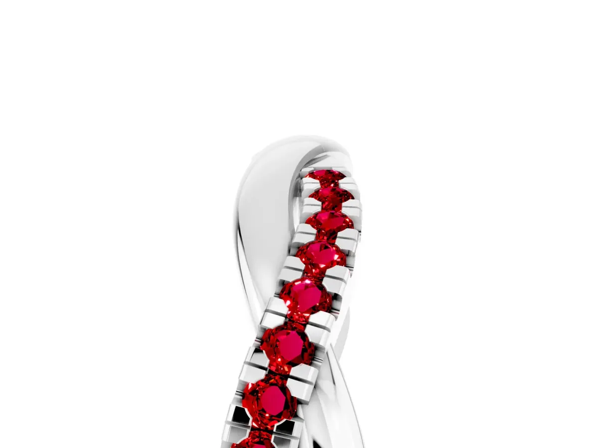 Round Ruby Twisted Infinity Band with Prong Setting Silver