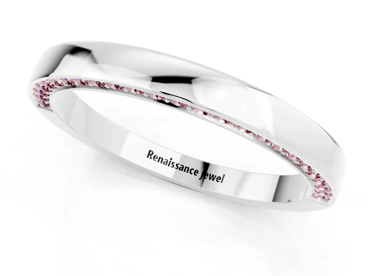 Pavé Round Morganite Channel Set Band Platinum