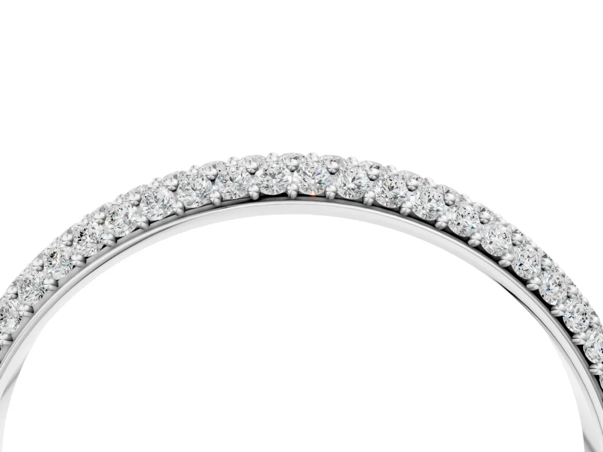 Three-Row Round Diamond Pavé Eternity Band Silver