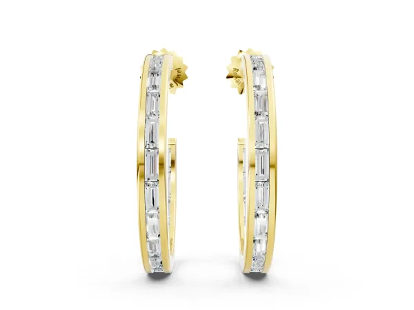 Baguette Diamond Channel-Set Inside-Out Hoop Earrings Yellow gold