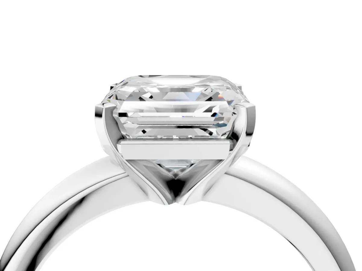 Radiant and Heart Toi Moi Ring with Prong Setting and Plain Band Platinum
