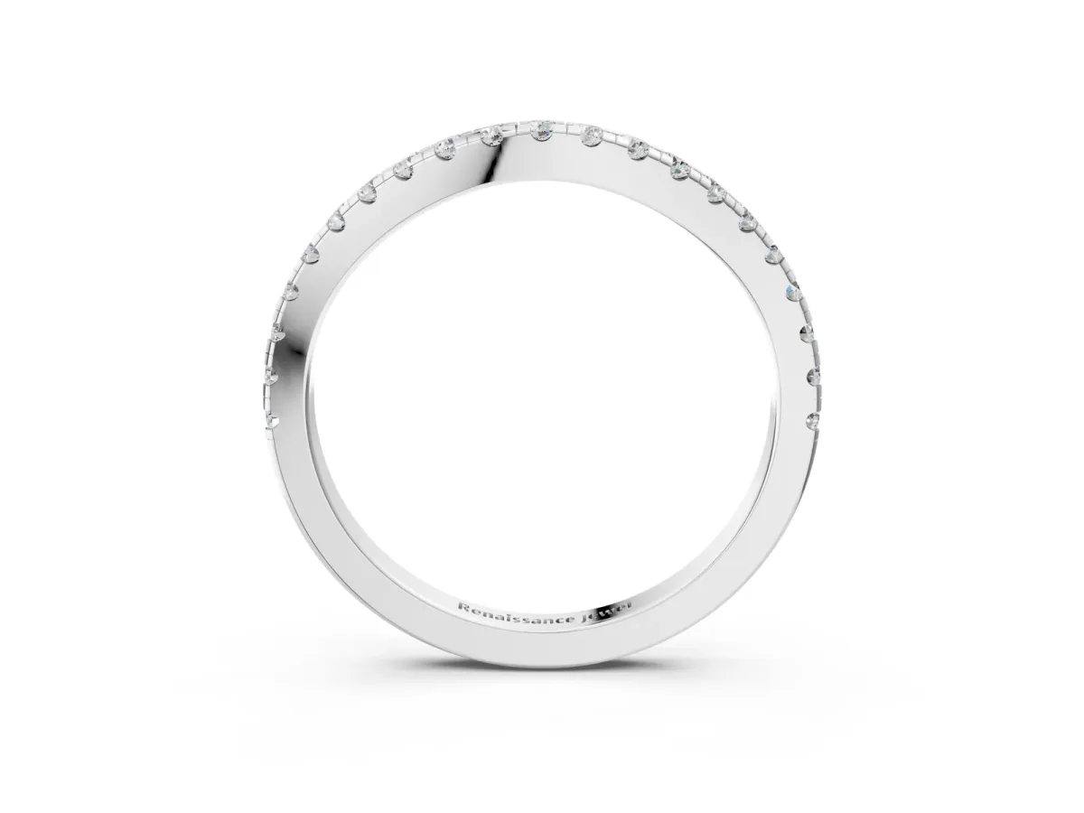 Round Diamond Pavé Half Eternity Band with Shared Prong Setting Silver