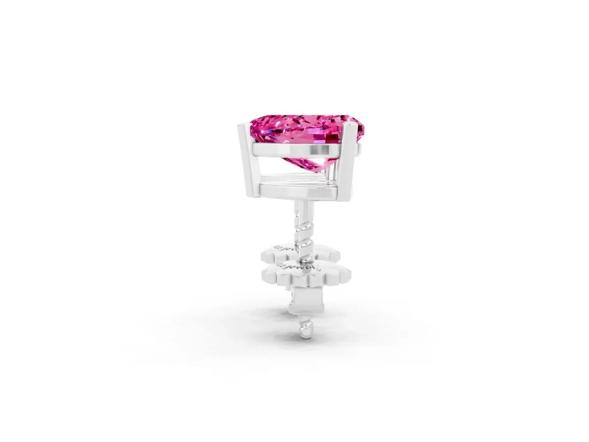 Heart Cut Pink Sapphire Stud Earrings White gold
