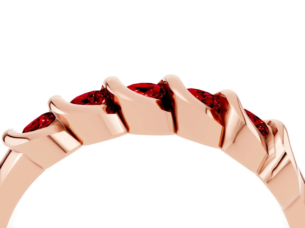 Round Ruby Eternity Band with Twist Prong Setting Rose gold