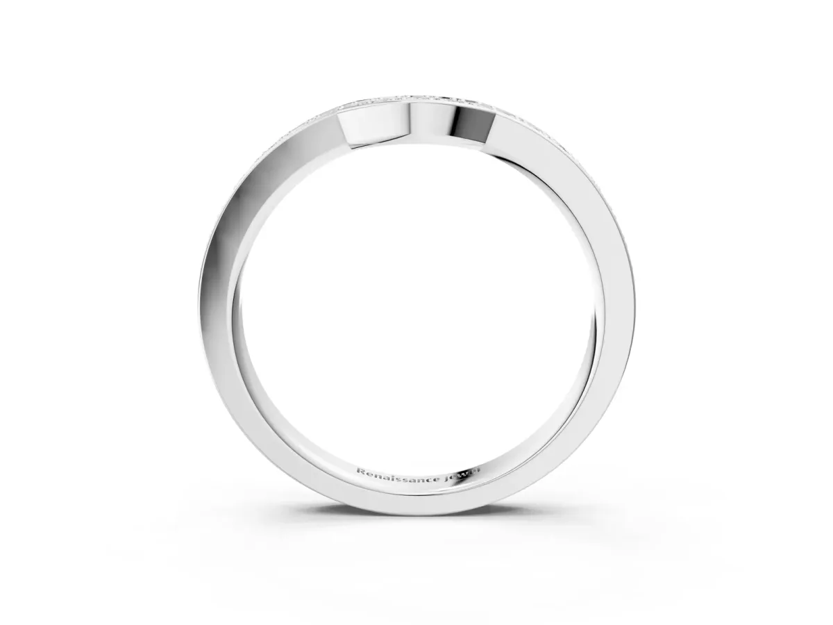 Pavé Round Diamond Contour Band with Channel Setting Silver