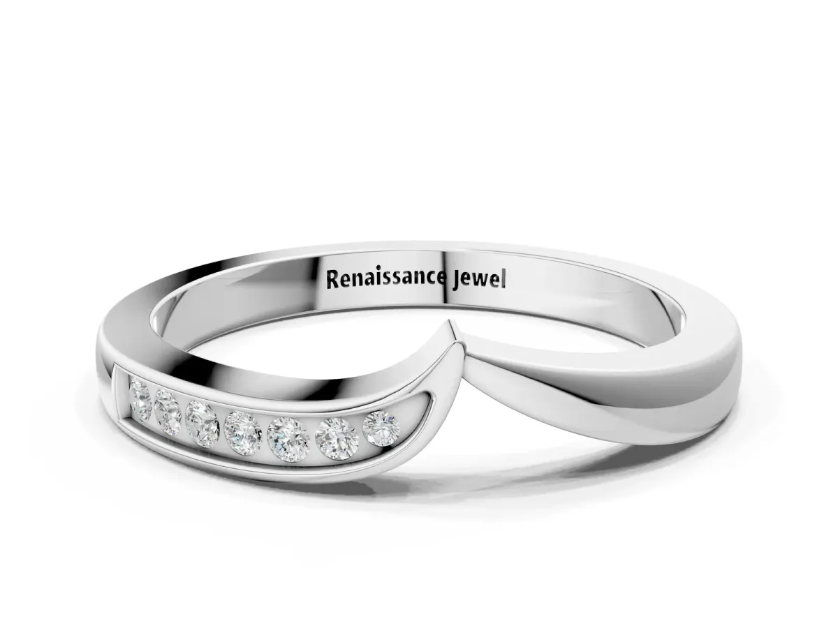 Channel Set Round Diamond Contour Band Platinum