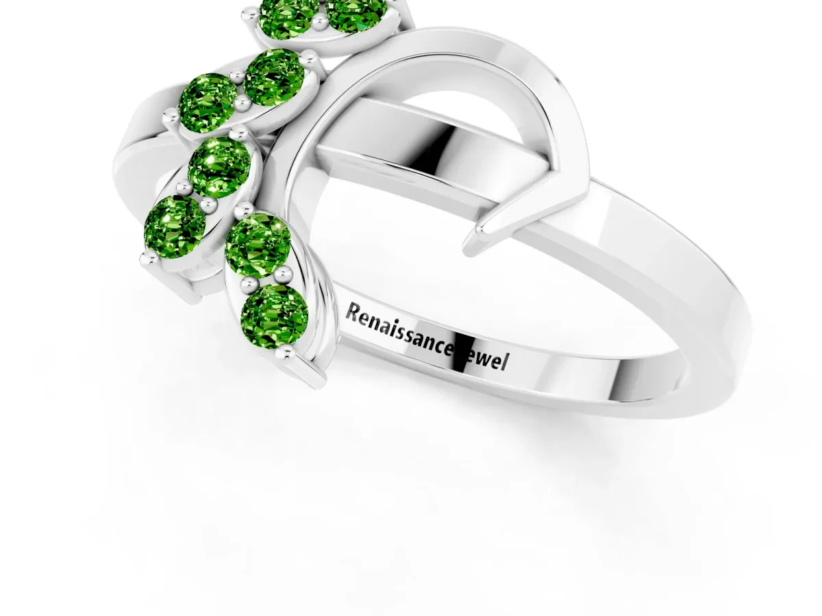 Marquise Peridot Cluster Bypass Ring with Prong Setting Silver