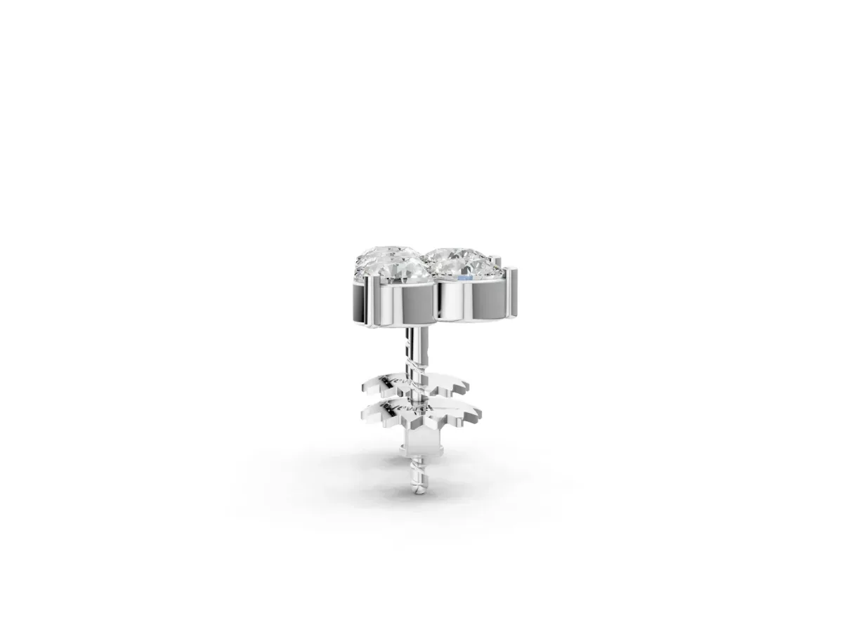 Triangular Cluster Round Diamond Stud Earrings with Prong Setting Silver
