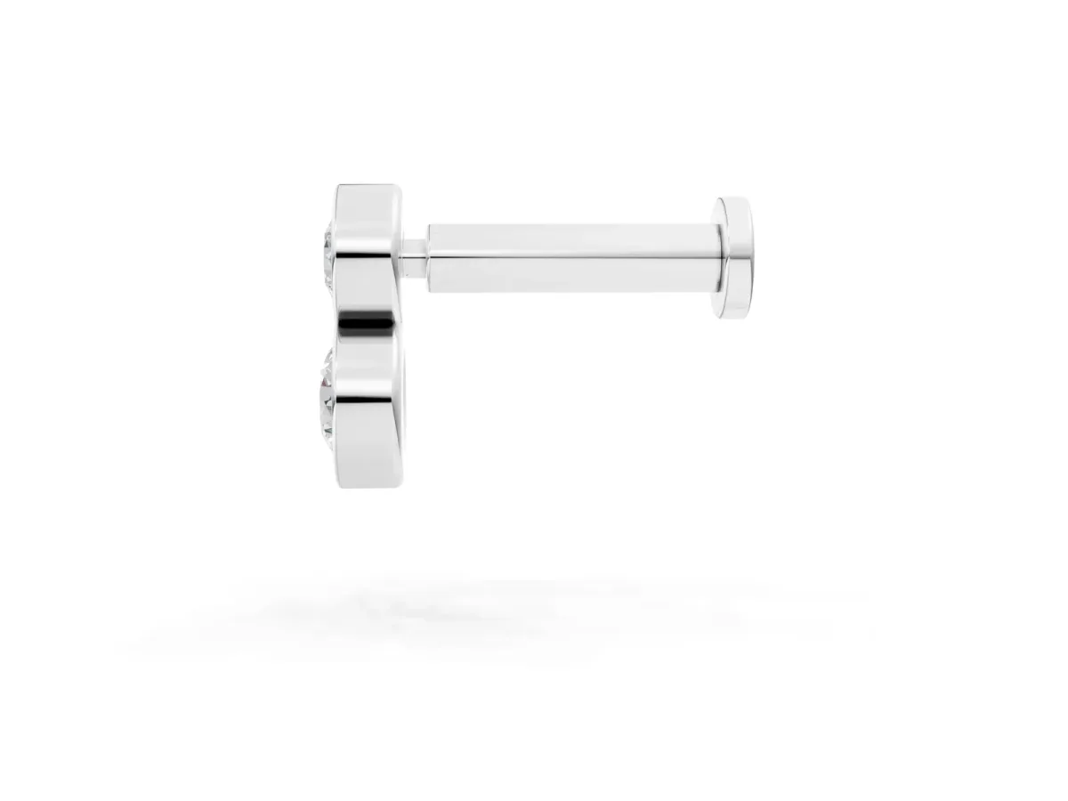 Round Diamond Duo Flatback Earring White gold