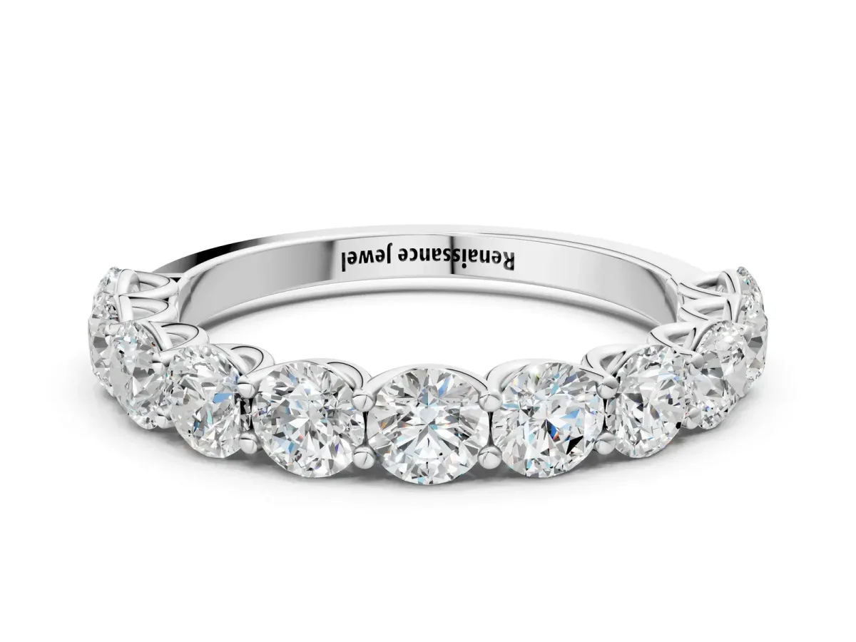 Round Diamond Shared Prong Eternity Band White gold