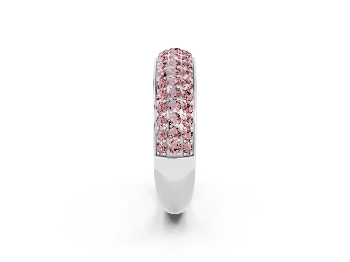 Three-Row Round Morganite Eternity Band with Shared Prong Setting White gold