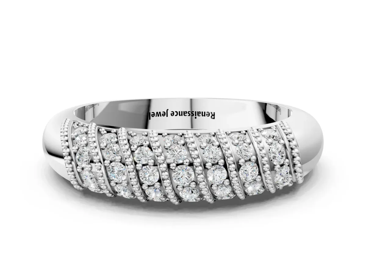 Channel Set Round Diamond Dome Band Platinum