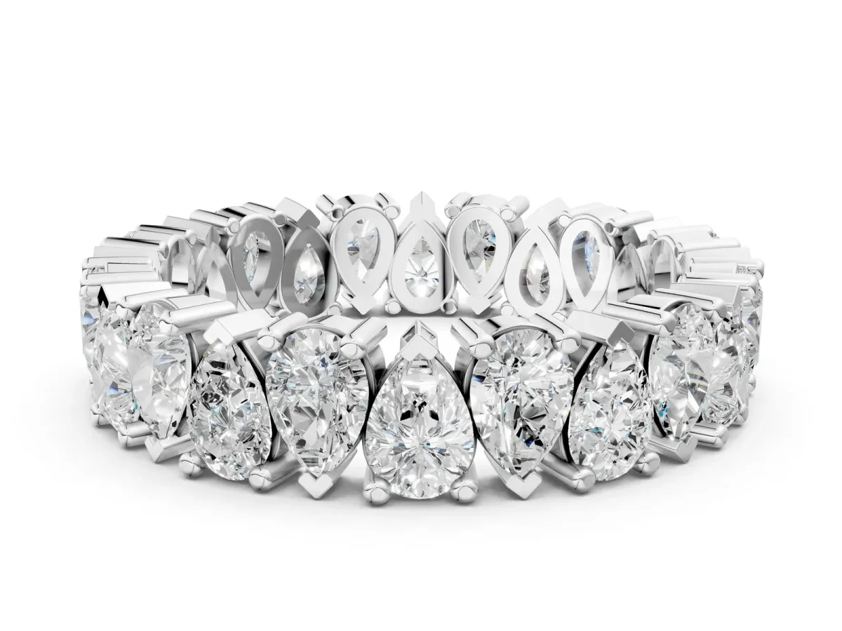 Pear Diamond Shared Prong Eternity Band White gold