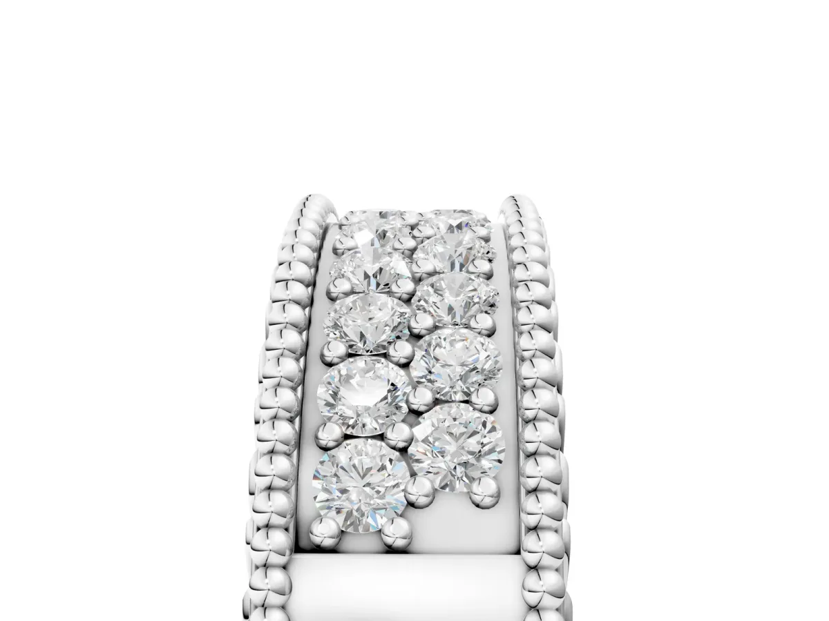 Round Cut Diamond Pave Eternity Band with Bead Prong Setting Silver