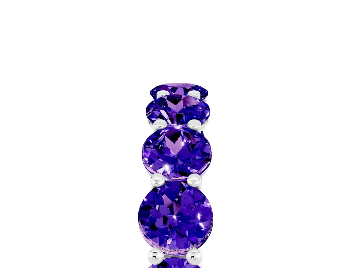 Round Tanzanite Shared Prong Eternity Band Platinum