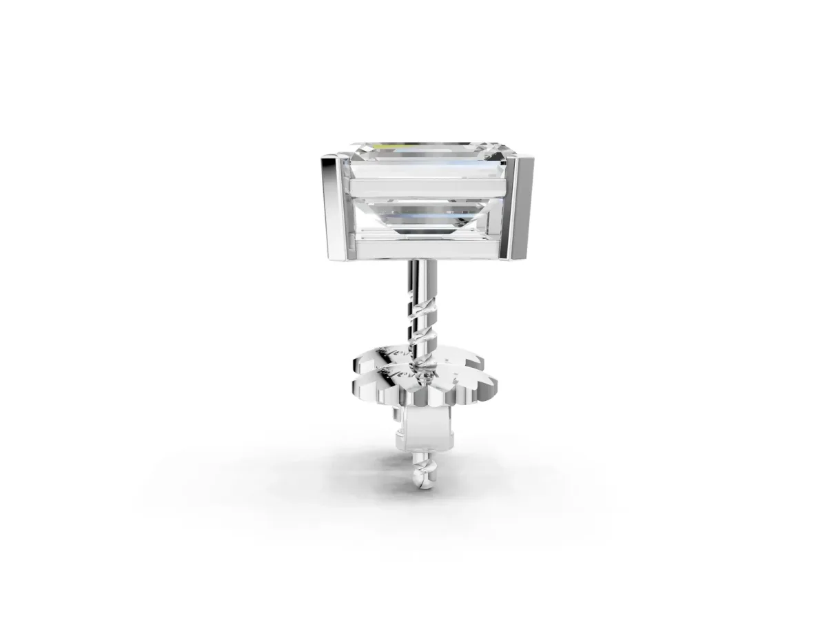 Emerald Cut Diamond Stud Earrings White gold