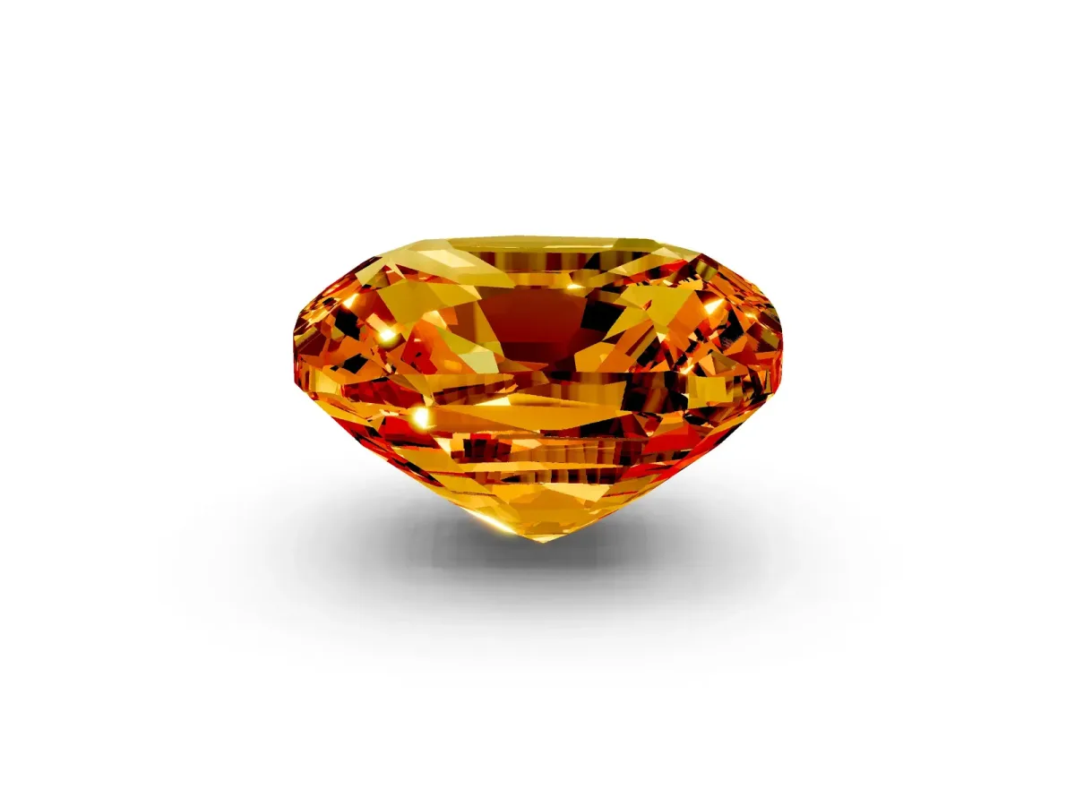 Cushion Cut Citrine Scattered Round Accent Ring with Prong Setting Platinum