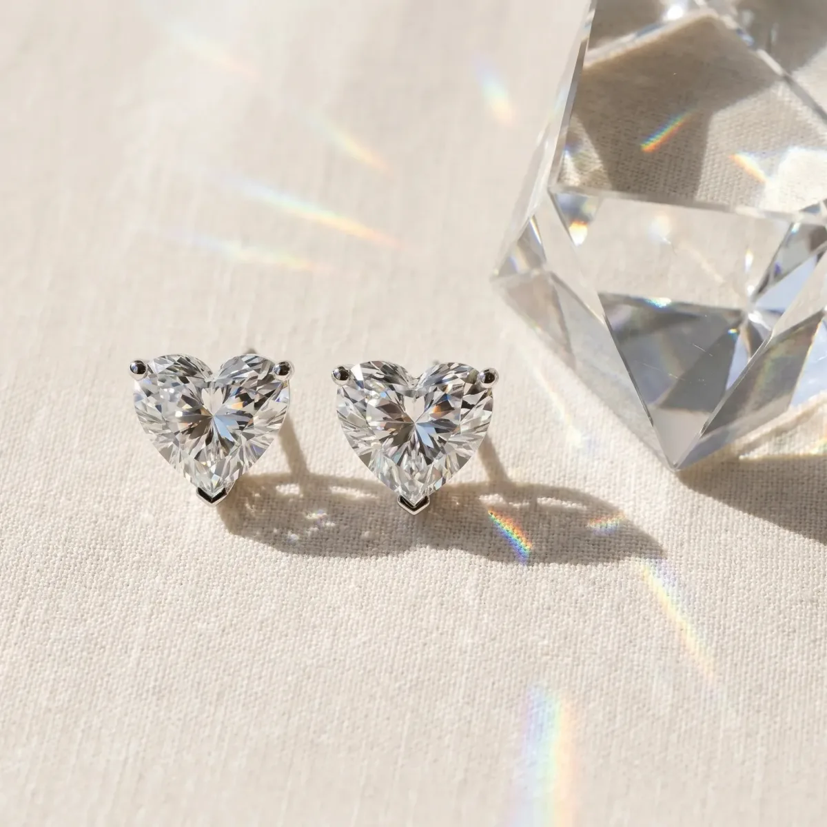Heart Cut Diamond Stud Earrings White gold