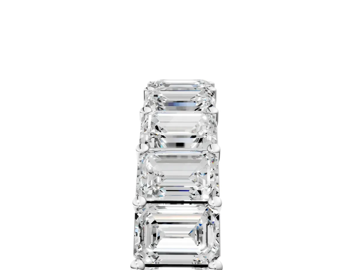 Emerald Cut Diamond Eternity Band with Shared Prong Setting Platinum
