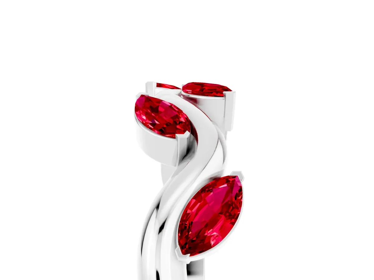 Marquise Ruby Twisted Band with Prong Setting Silver
