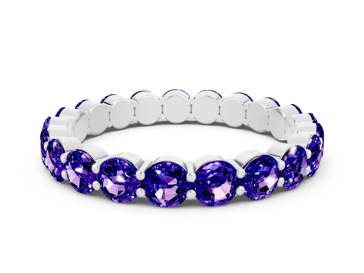 Round Tanzanite Eternity Band with U-Prong Setting Platinum