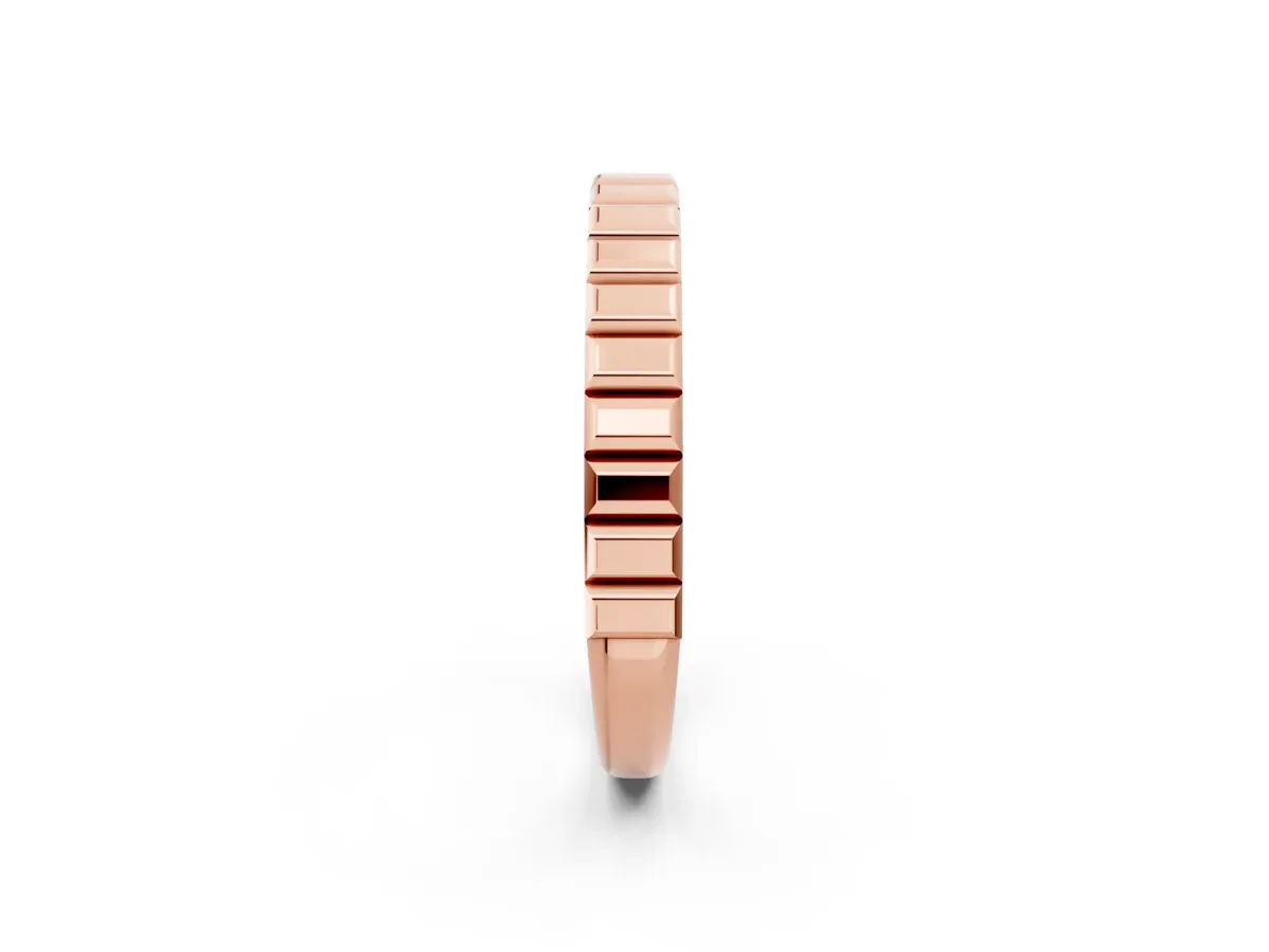 White Gold Ribbed Eternity Band Rose gold