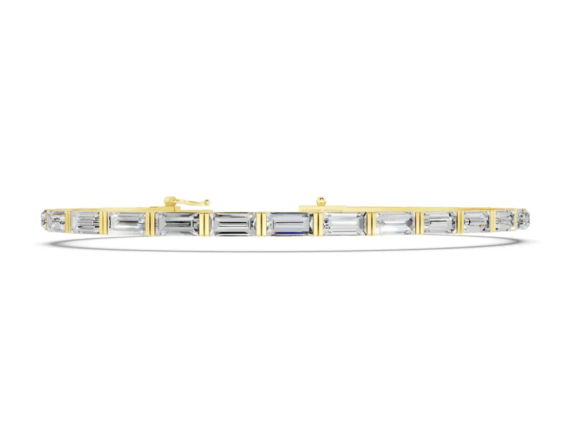 Baguette Cut Diamond Bar Set Tennis Bracelet Yellow gold