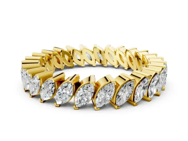 Marquise Diamond Shared Prong Full Eternity Band Yellow gold