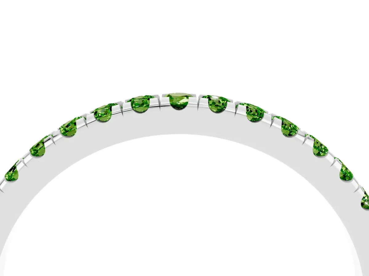 Pavé Round Peridot Half Eternity Band with Shared Prong Setting Silver