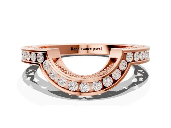 Round Channel-Set Diamond Contour Band Rose gold