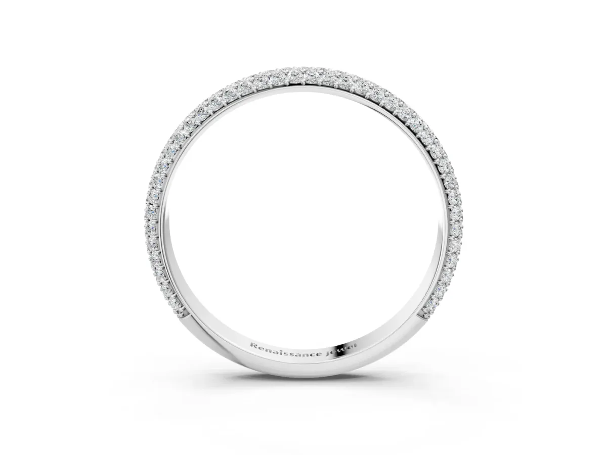 Three-Row Round Diamond Pavé Eternity Band Silver