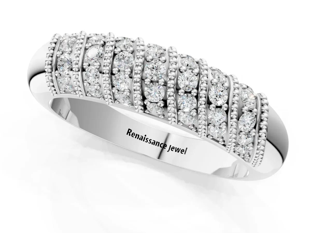 Channel Set Round Diamond Dome Band Platinum