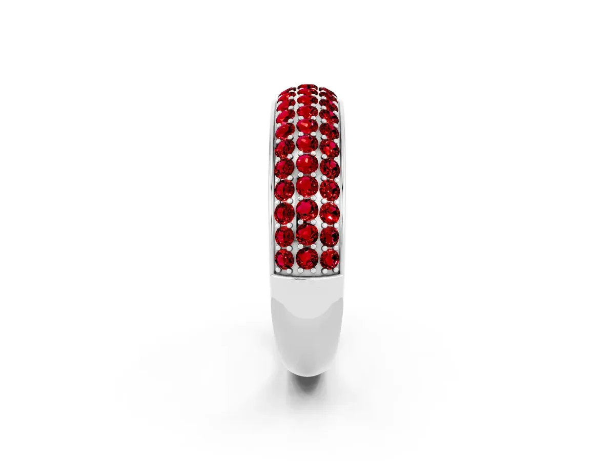 Three-Row Round Ruby Eternity Band with Shared Prong Setting Silver
