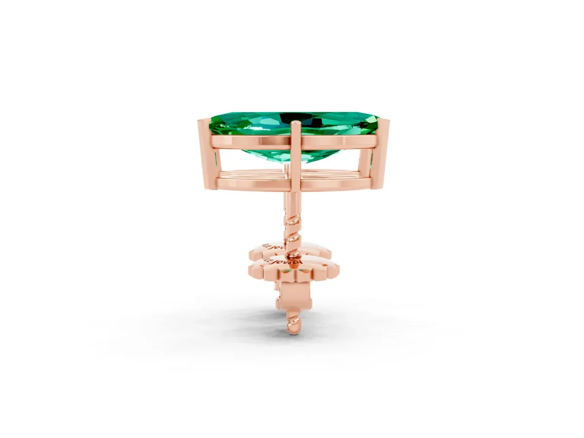 Marquise Cut Emerald Stud Earrings Rose gold