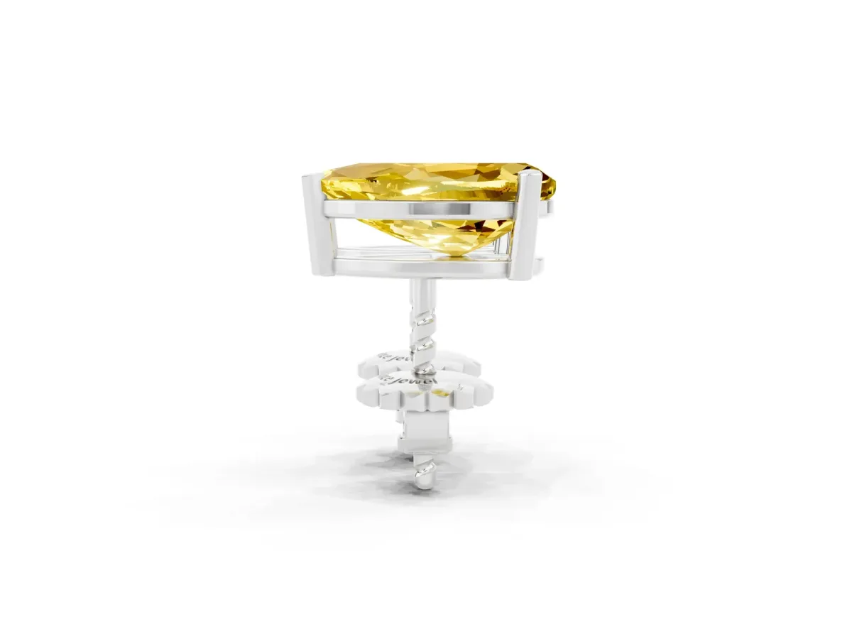 Pear Cut Yellow Sapphire Stud Earrings Platinum