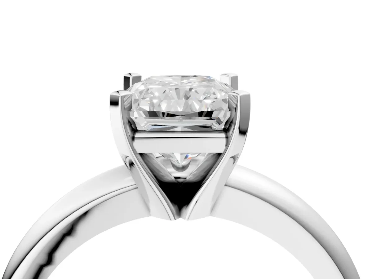 Radiant and Heart Toi Moi Ring with Prong Setting and Plain Band White gold