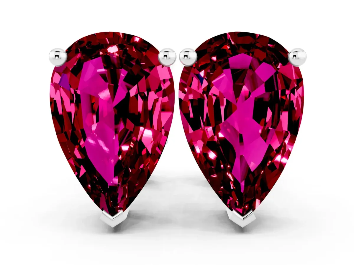 Pear Cut Garnet Stud Earrings Platinum