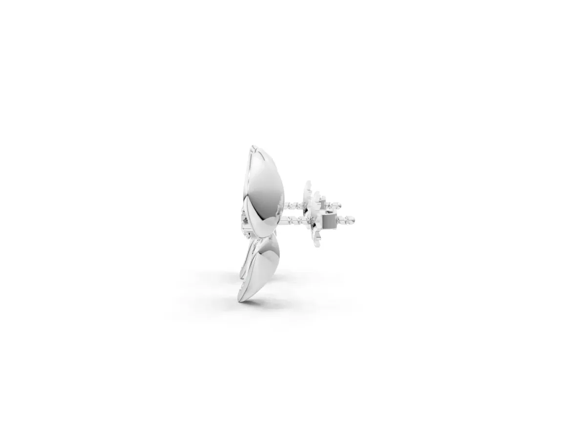 Round Diamond Pavé Flower Stud Earrings Platinum