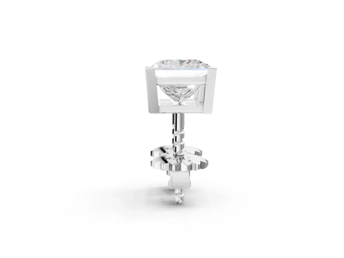 Princess Cut Diamond Stud Earrings White gold