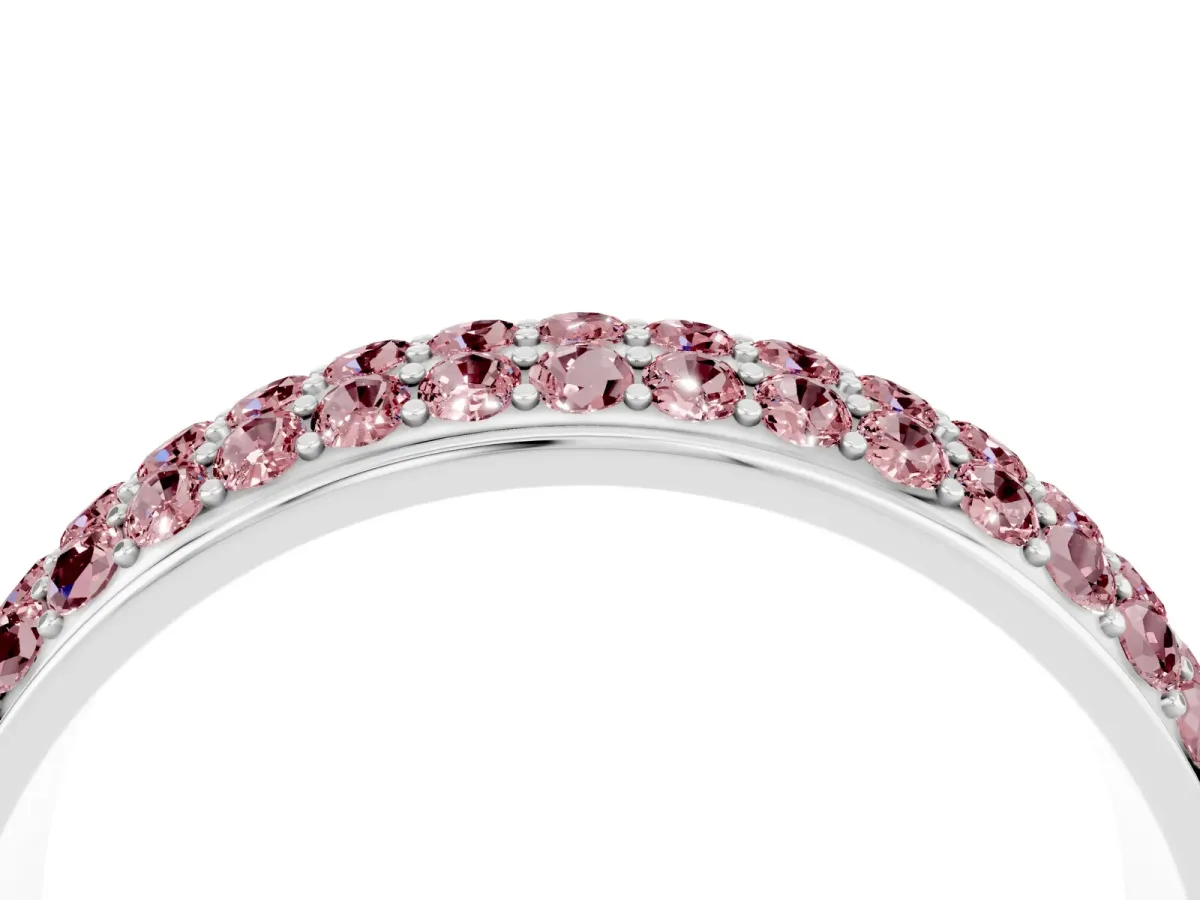 Three-Row Round Morganite Eternity Band with Shared Prong Setting White gold