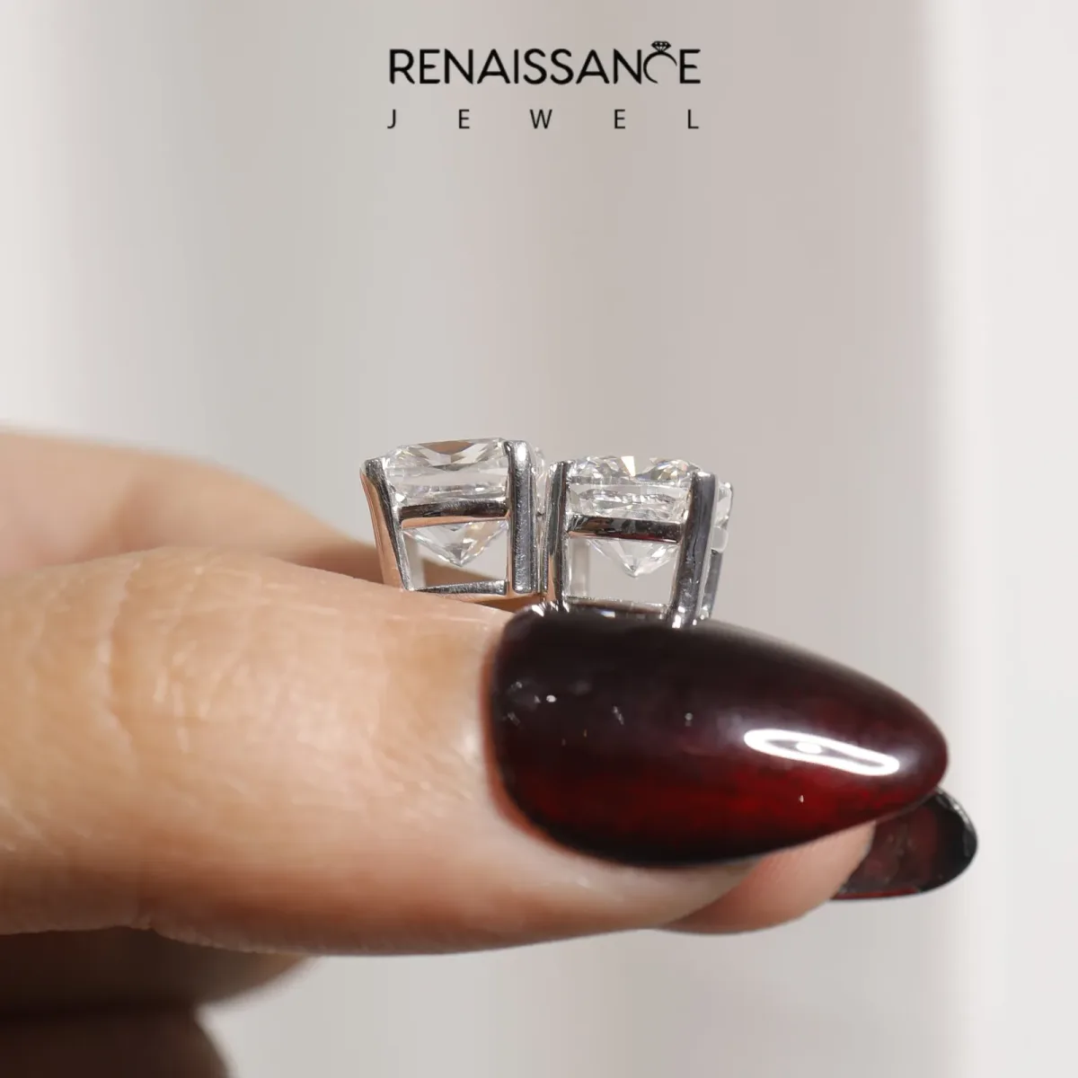 Cushion Cut Diamond Stud Earrings Platinum