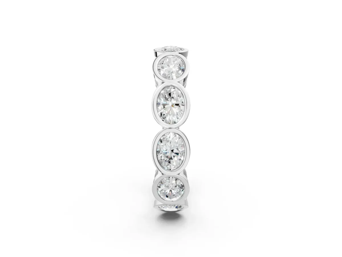 Oval Diamond Bezel Set Eternity Wedding Band Platinum