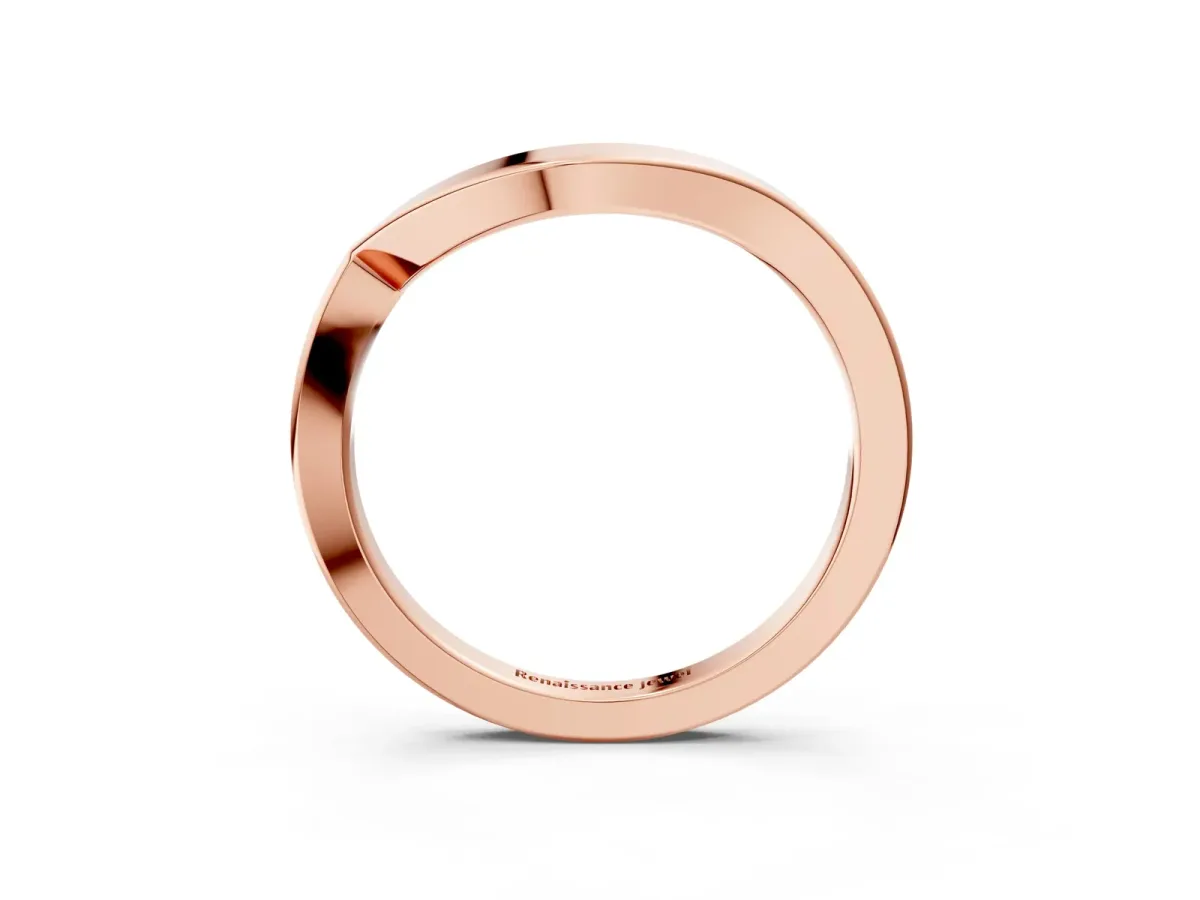 Chevron Curved Solitaire Band Rose gold
