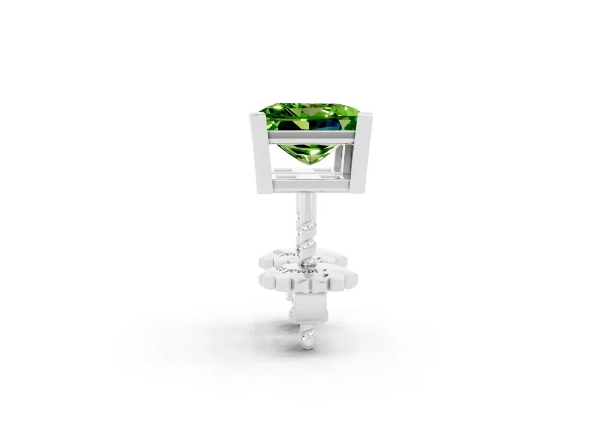 Princess Cut Peridot Stud Earrings White gold