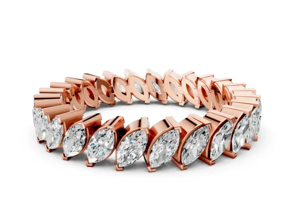 Marquise Diamond Shared Prong Full Eternity Band Rose gold
