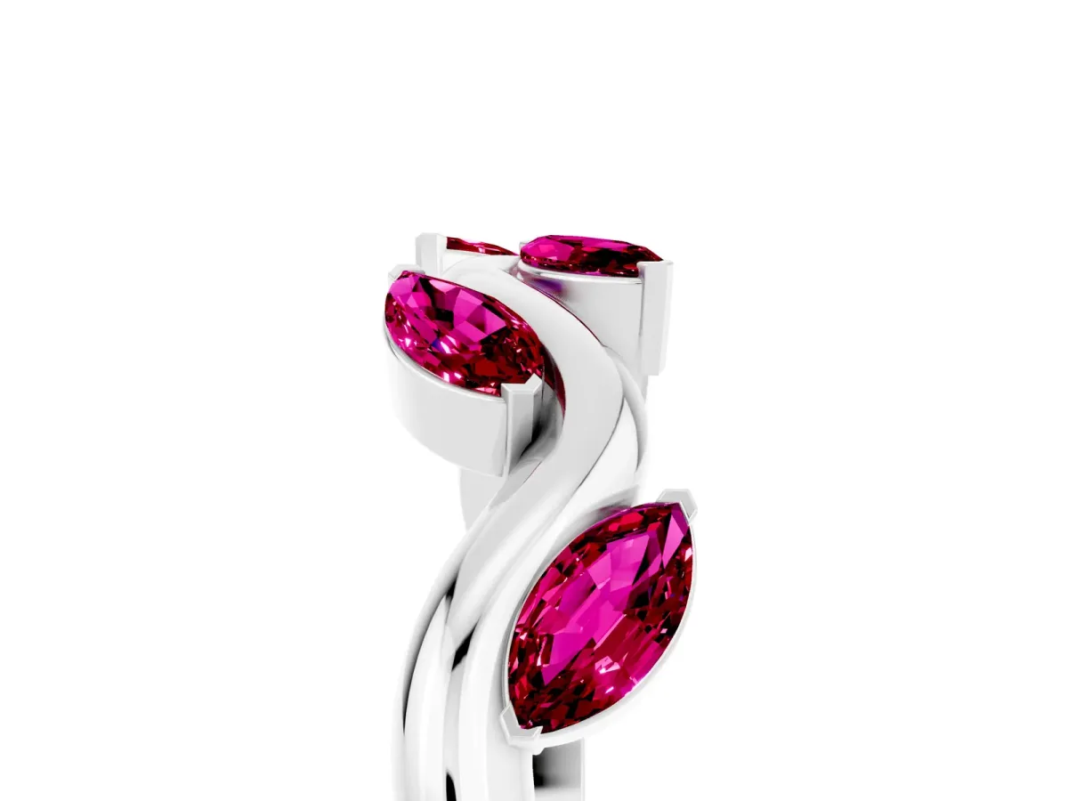 Marquise Garnet Twisted Band with Prong Setting Platinum