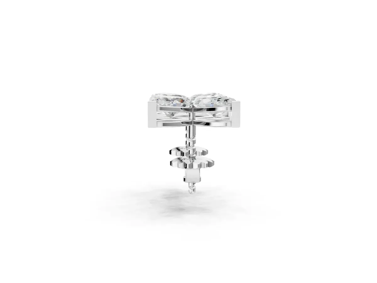 Marquise Cut Diamond Flower Stud Earrings Silver