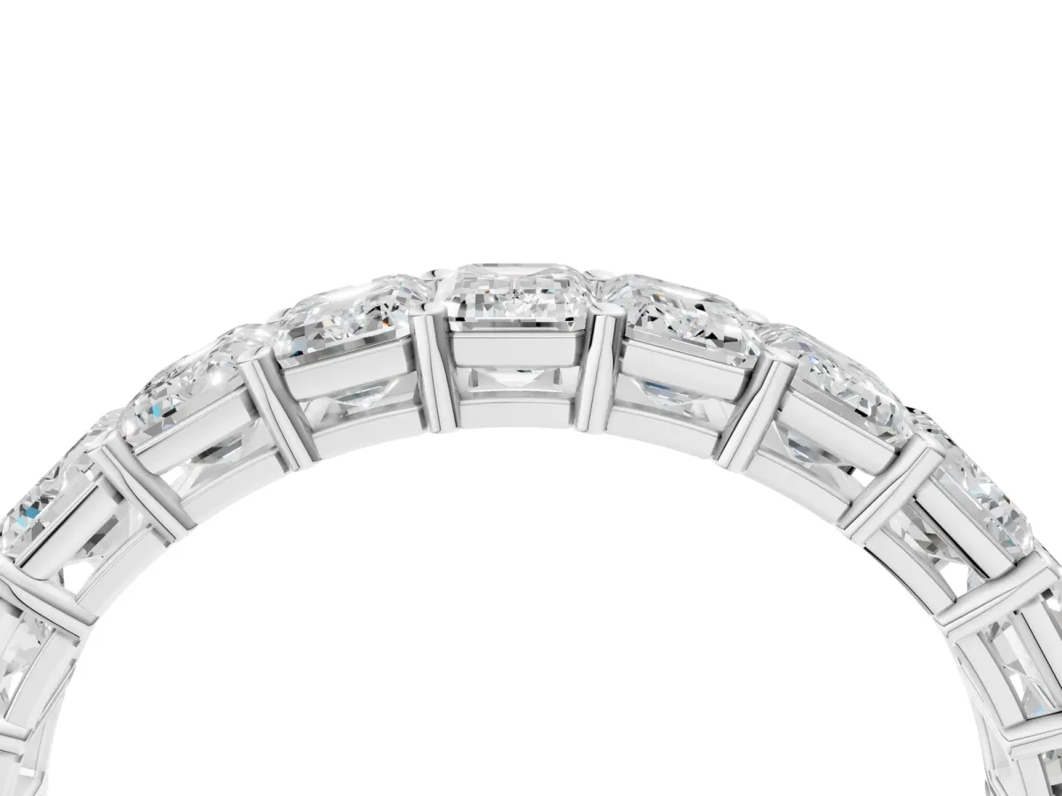 Emerald Cut Diamond Eternity Band with Shared Prong Setting Platinum