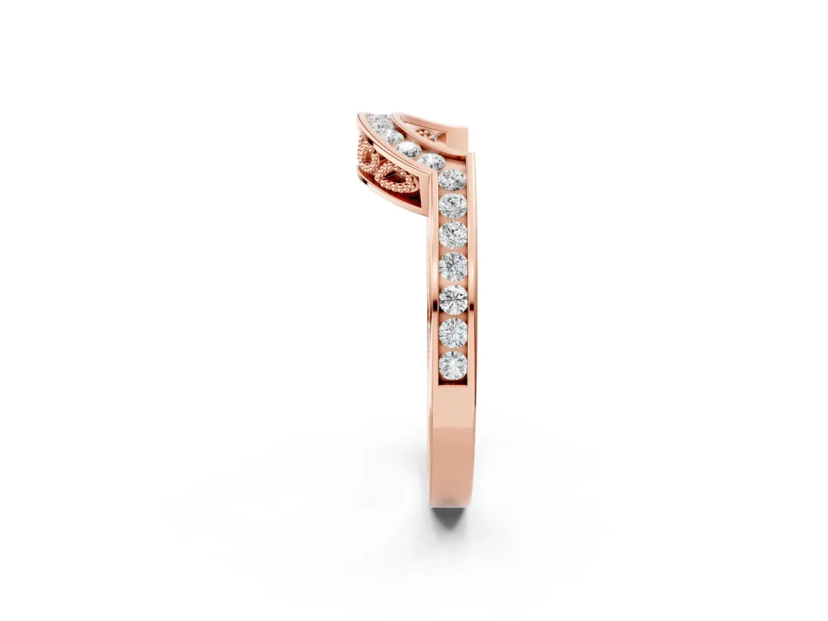 Round Channel-Set Diamond Contour Band Rose gold