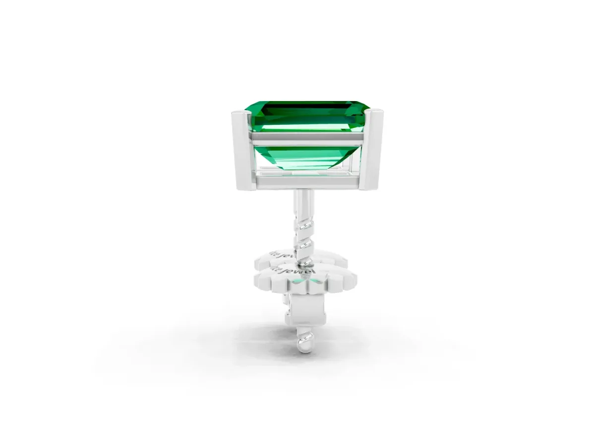Emerald Cut Emerald Stud Earrings Platinum